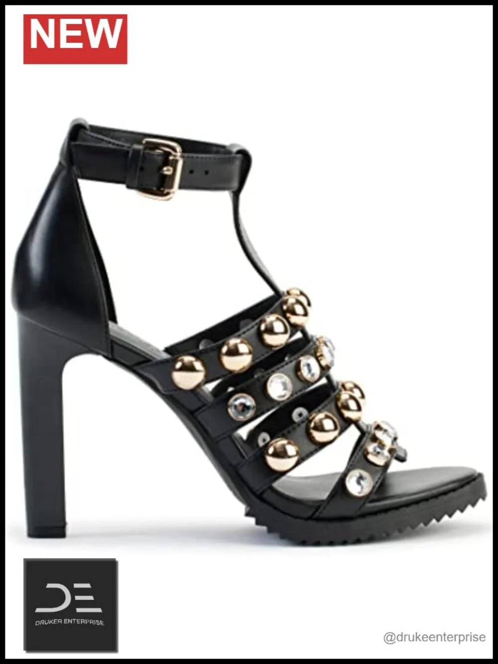Karl Lagerfeld Brexton T Strap Studded Dress Heels